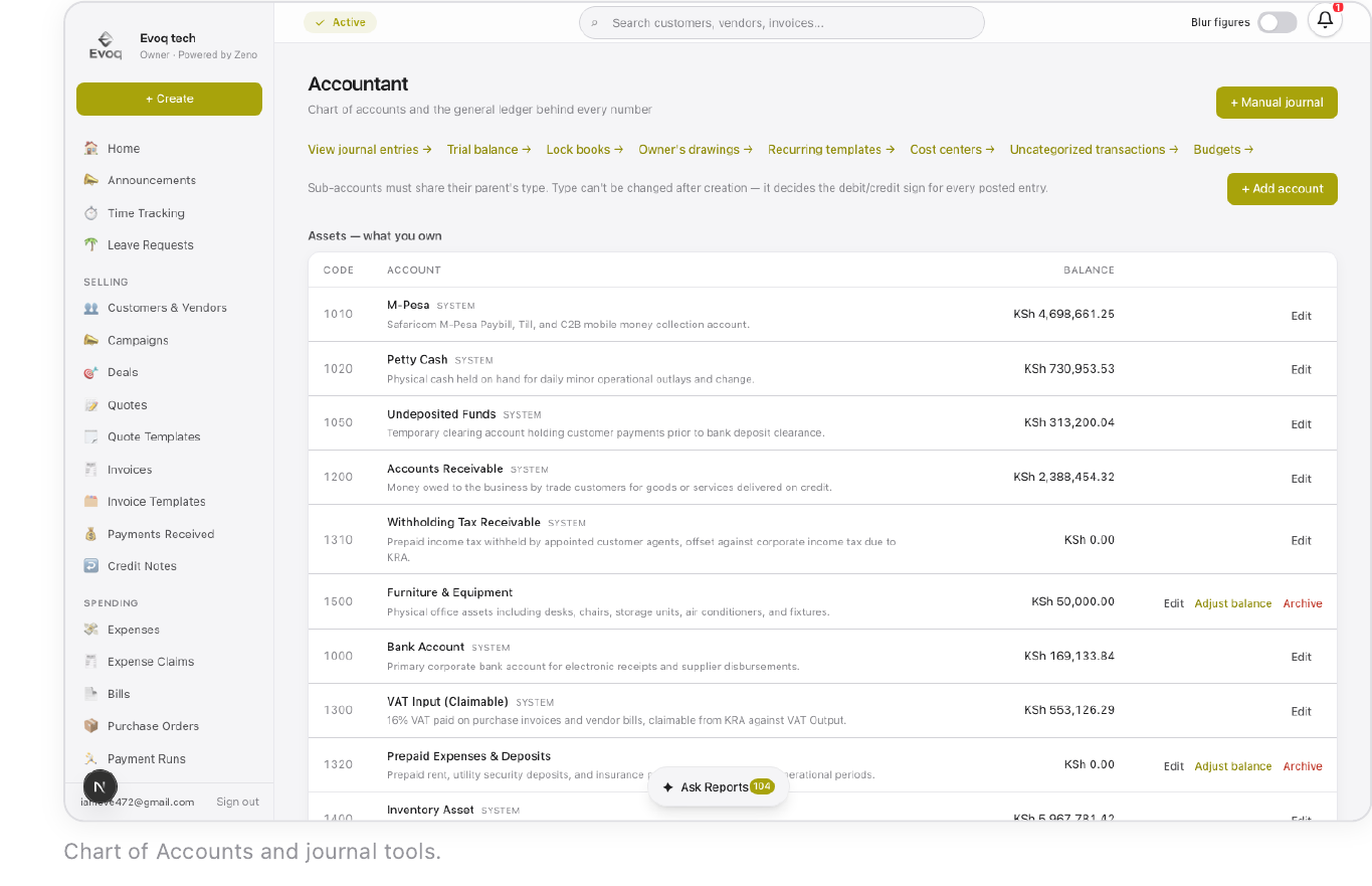 Accountant — Chart of Accounts and journal tools